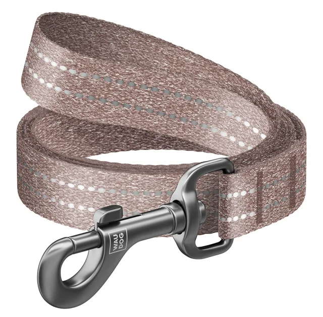 Поводок Waudog Re-cotton из восстановленного хлопка для собак, светоотражающий, 25 мм/300см, коричневый