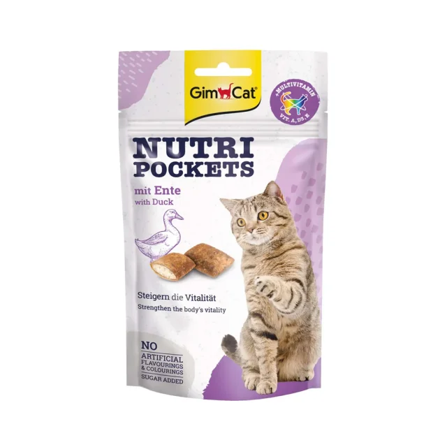 Лакомство GimCat Nutri Pockets утка и мультивитамин, для кошек, 60 г