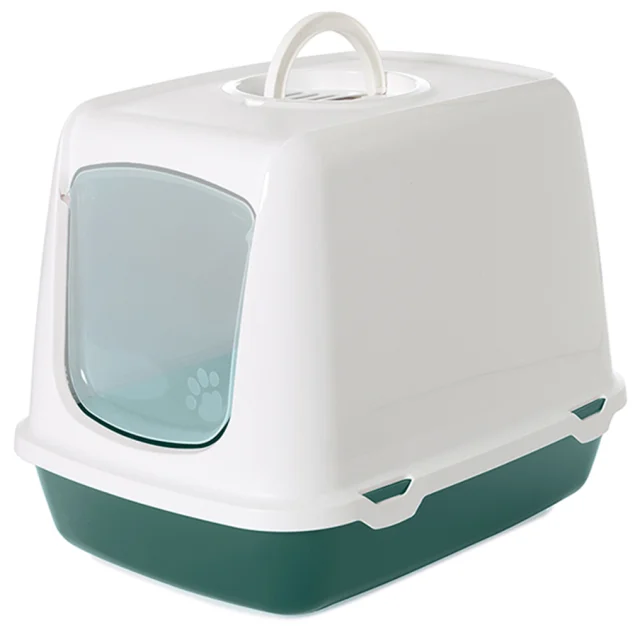 Закрытый туалет Savic Oskar Nordic для кошек, серо-зелёный, 50×37×39 см