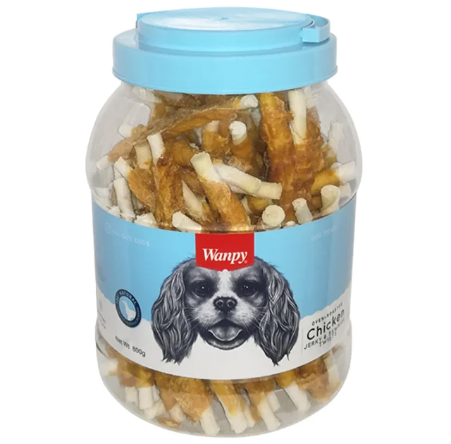 Ласощі Wanpy Chicken Jerky & Rawhide Twists паличка з в'яленої куркою, для собак, 800 г