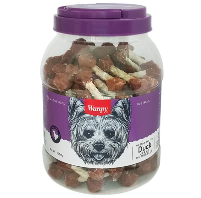 Лакомство Wanpy Duck Jerky Dumbbells гантель с вяленой уткой, для собак, 1.2 кг
