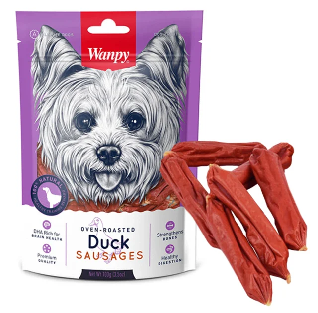 Ласощі Wanpy Duck Sausages сосиски з м'яса качки, курки і качиної печінки, для собак, 100 г