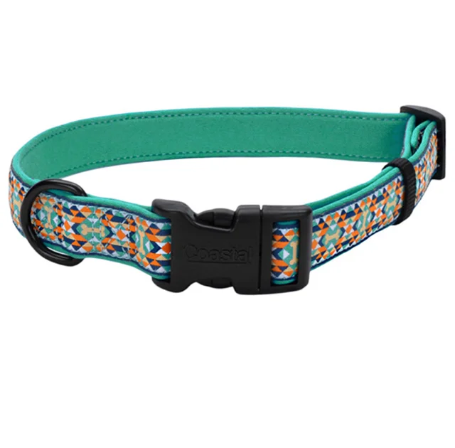 Ошейник Coastal Ribbon Weave Collar для собак, тёмно-бирюзовый с косточками, 20-30×1.6 см
