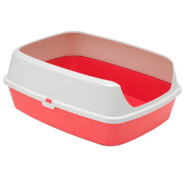 Туалет c бортиком Moderna Maryloo для котів, відкритий, з бортиком, кораловий, 50.2×38.4×16.1 см