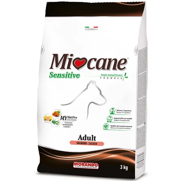 Монопротеїновий сухий корм Morando MioCane Sensitive Monoprotein для собак середніх/великих порід, лосось, 3 кг