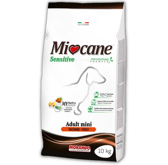 Монопротеїновий сухий корм Morando MioCane Mini Sensitive Monoprotein для собак дрібних порід, індичка, 10 кг