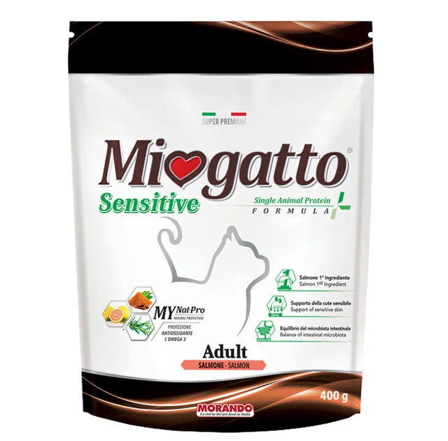 Монопротеїновий сухий корм Morando MioGatto Sensitive Monoprotein для котів, лосось, 400 г