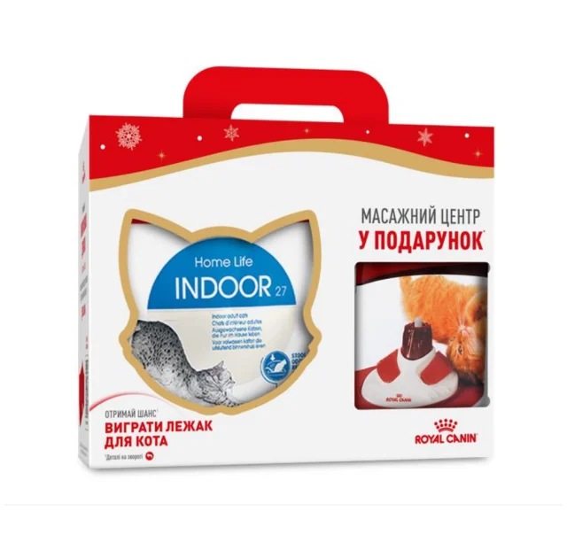 Сухой корм Royal Canin Indoor 27 для кошек постоянно живущих в помещении, 4 кг + массажный центр в подарок