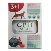 Набір вологого корму Optimeal для котів з чутливим травленням, з ягням та філе індички в соусі, 85 г, 3+1