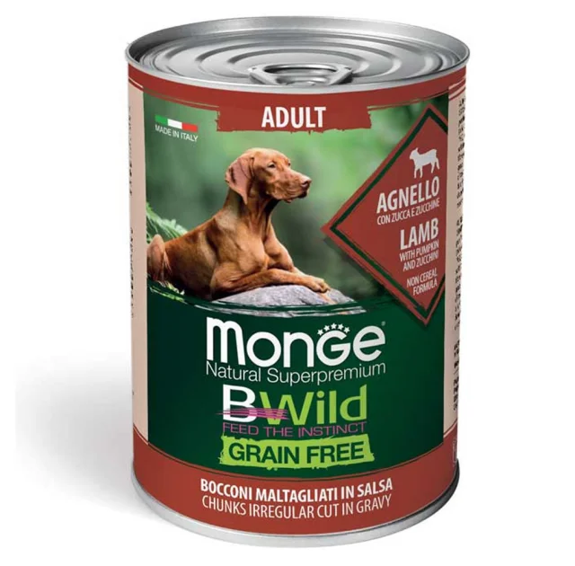 Консервы Monge Dog Wet Be Wild Adult для взрослых собак, ягненок, тыква и цуккини, 400 г
