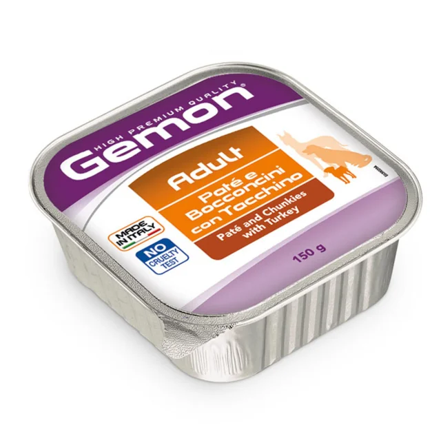 Консерви Gemon Dog Wet Adult для дорослих собак, шматочки в паштеті, з індичкою, 150 г