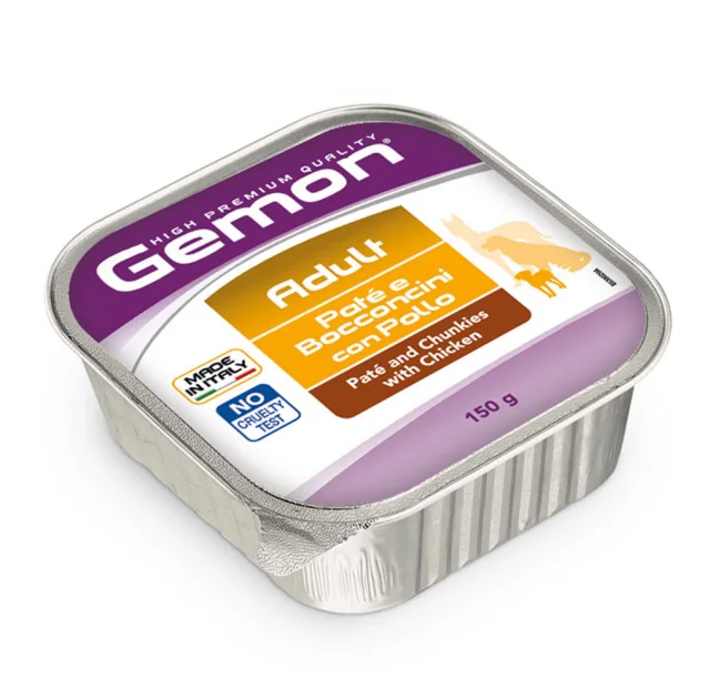 Консерви Gemon Dog Wet Adult для дорослих собак, шматочки в паштеті, з куркою, 150 г