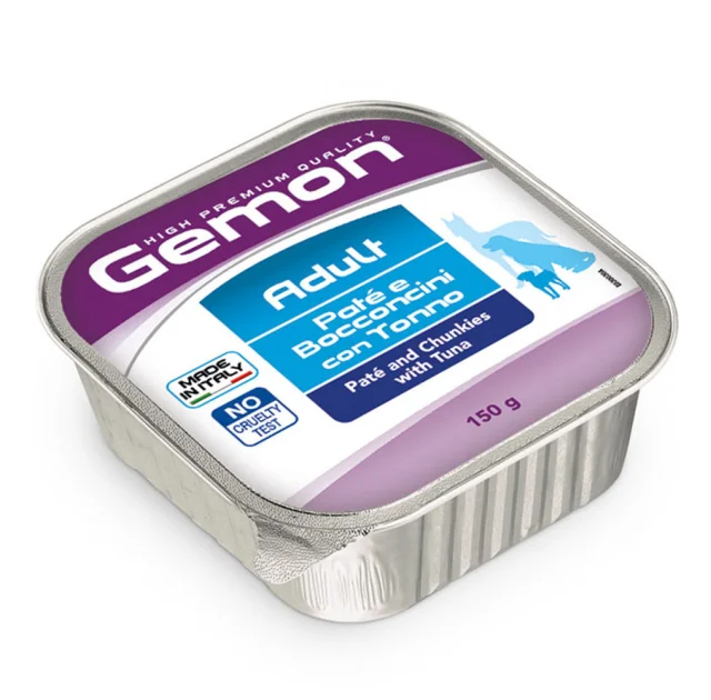 Консерви Gemon Dog Wet Adult для дорослих собак, шматочки в паштеті, з тунцем, 150 г