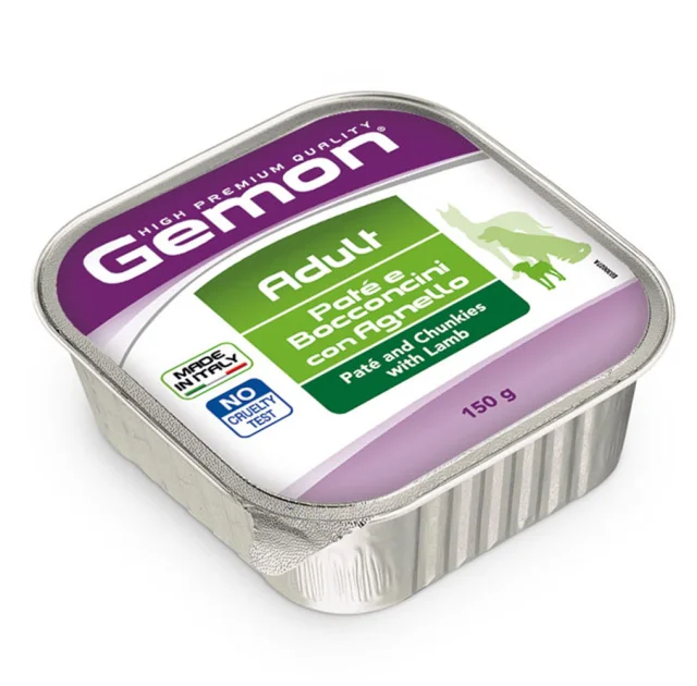 Консерви Gemon Dog Wet Adult для дорослих собак, шматочки в паштеті, з ягням, 150 г