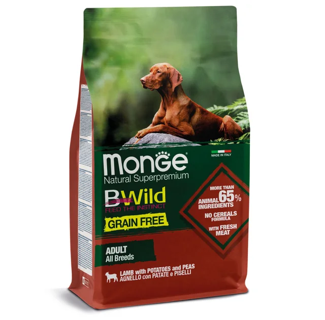 Сухой беззерновой корм Monge Dog Be Wild Gr.Free для собак, с ягненком, 2.5 кг