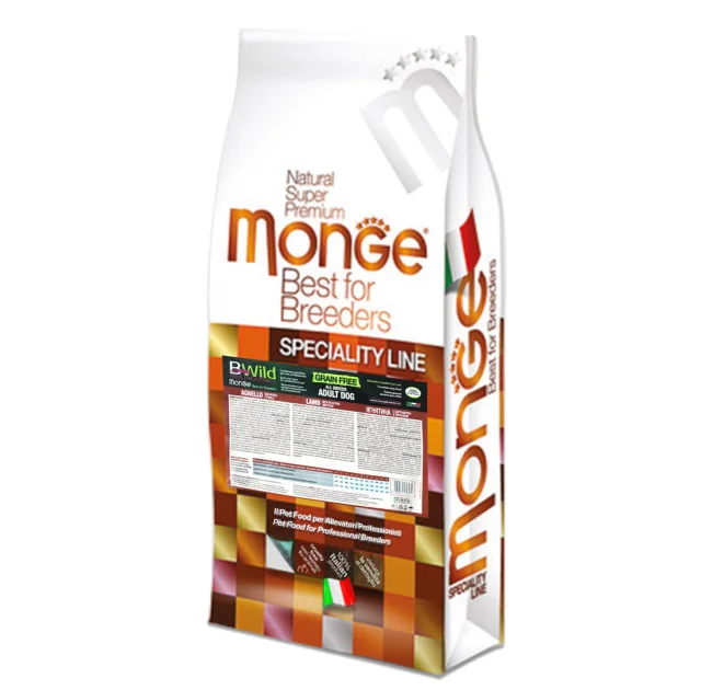 Сухой беззерновой корм Monge Dog Be Wild Gr.Free для собак, с ягненком, 15 кг