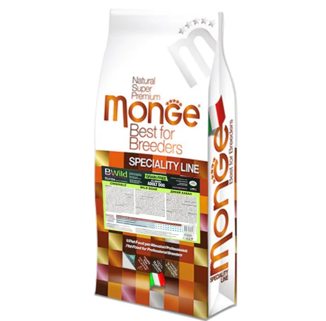 Сухой низкозерновой корм Monge Dog Be Wild Low Grain для собак, с мясом дикого кабана, 15 кг