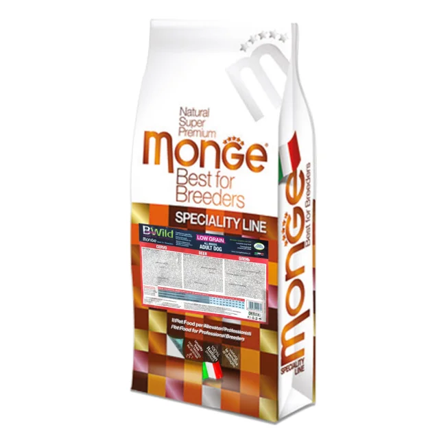 Сухой низкозерновой корм Monge Dog Be Wild Low Grain для собак, с олениной, 15 кг