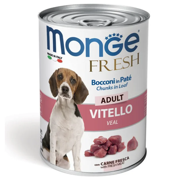 Консервы Monge Dog Fresh для собак, паштет, со свежим телятиной, 400 г