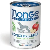 Консервы Monge Dog Fruit Monoprotein для собак, паштет, кролик с яблоками, 400 г