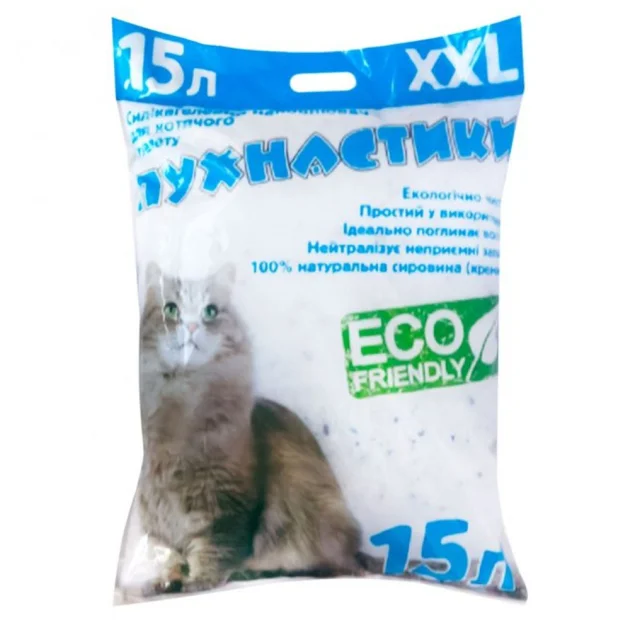 Силікагелевий наповнювач Пухнастики для котячого туалету, 15 л