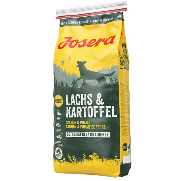 Сухий корм Josera Adult Lachs & Kartoffel для дорослих і активних собак, з лососем та картоплею, 15 кг, плед у подарунок