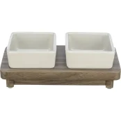 Миски на підставці Trixie "CityStyle", кераміка/МДФ, 2×0,4 л / 12×12 см / 30×4×15 см