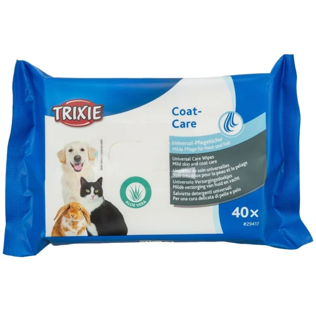 Салфетки Trixie очищающие универсальные для ухода за кожей/шерстью, 40 шт