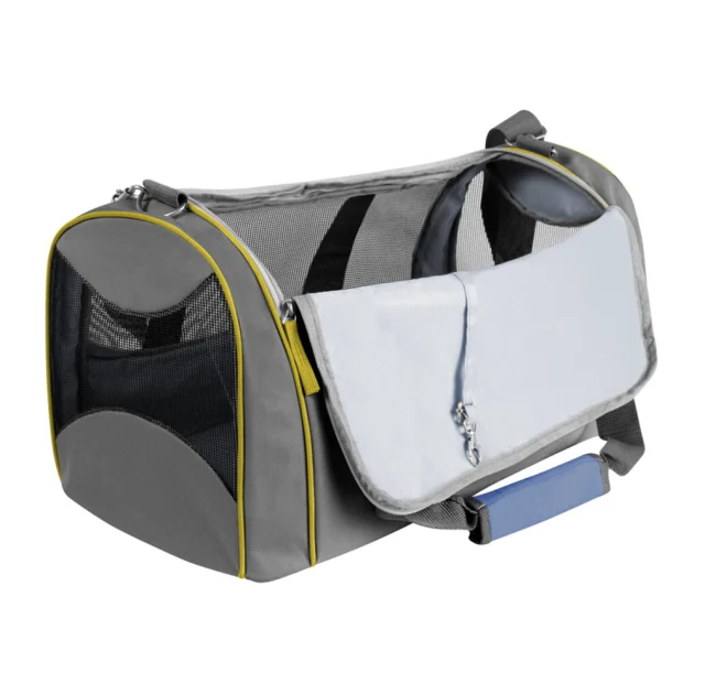 Сумка-переноска Collar для собак и кошек весом до 9 кг, нейлон, серая, 51×24×25 см