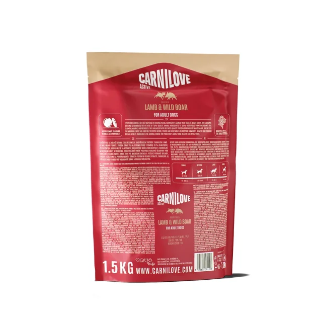 Сухой корм Carnilove Adult Lamb & Wild Boar, для собак, 1.5 кг