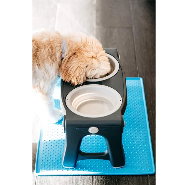 Миска Dexas Adjustable Height Pet Feeder подвійна, з регульованими ніжками, світло-сіра, 960 мл