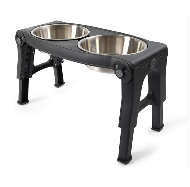 Миска Dexas Double Pet Feeder подвійна, з регульованими ніжками, нержавіюча сталь, сіра, 960 мл