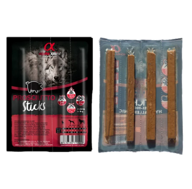 Напіввологі ласощі для собак Alpha Spirit DOG Sticks Prosciutto, палички з прошутто, 4 шт, 40 г