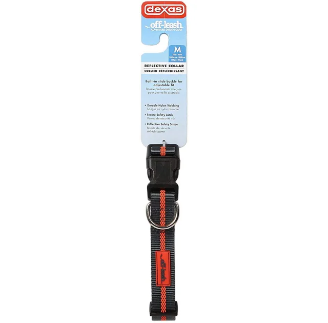 Ошейник DEXAS Off Leash для собак, нейлон, средний, 2.5 см/35.5-50.8 см, серый-оранжевый