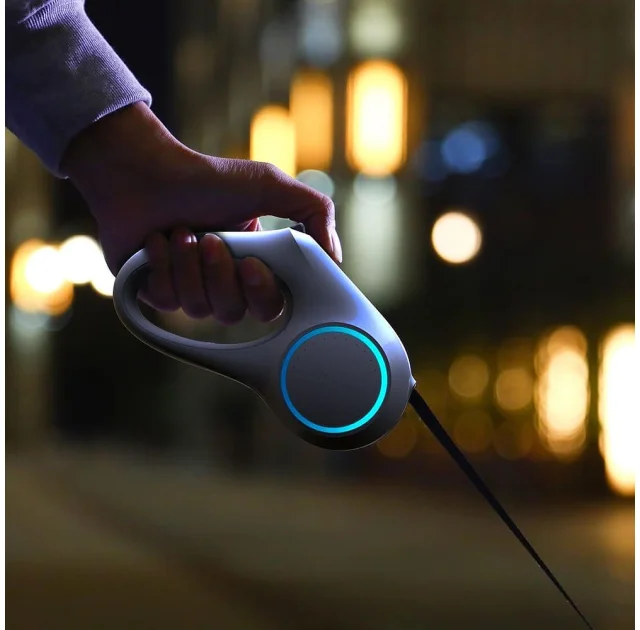 Повідець-рулетка Petkit Travel Go Shine Pet Leash для собак, з підсвічуванням, сірий, до 50 кг, 3 м