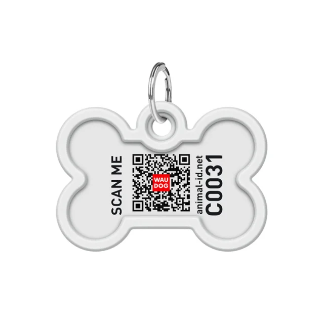 Адресник WAUDOG Smart ID c QR паспортом для собак и котов, металл, рисунок "Супермен Америка", кость, 40×28 мм