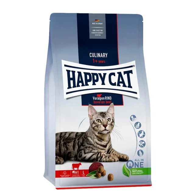 Сухой корм Happy Cat Culinary Adult Voralpen Rind для взрослых кошек, с говядиной, 10 кг