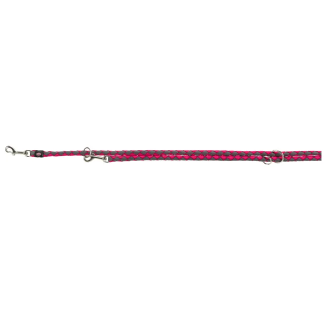 Поводок-перестёжка Trixie Cavo Adjustable Lead для собак, плетёный, круглый, размер S-M, 2 м/12 мм, фуксия/графит
