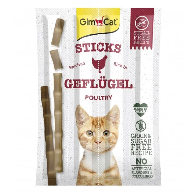 Лакомство GimCat Sticks палочки с мясом птицы, для кошек, 4 шт