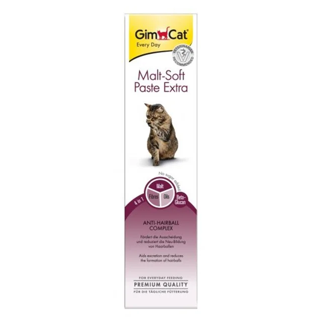 Паста GimCat Malt-Soft Extra, для выведения шерсти, для кошек, 200 г