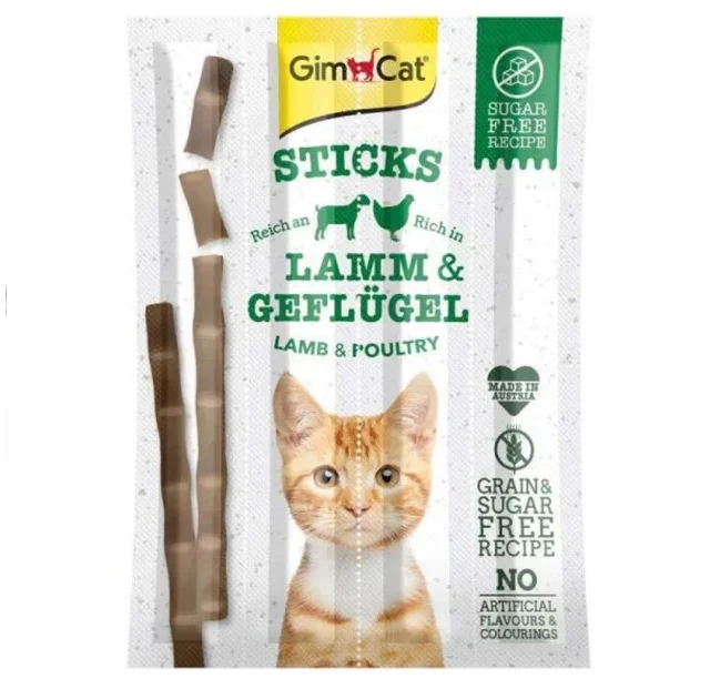 Лакомство GimCat Sticks палочки с ягненком, для кошек, 4 шт