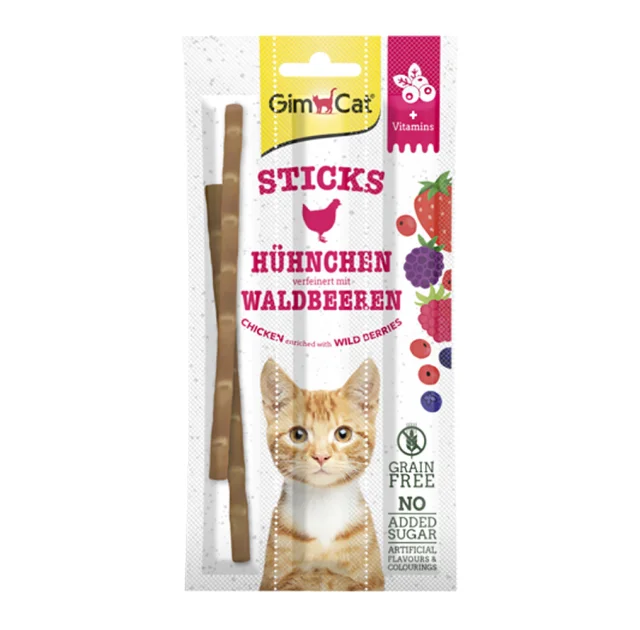 Лакомство GimCat Superfood Duo-Sticks, курица и лесные ягоды, для кошек, 3 шт