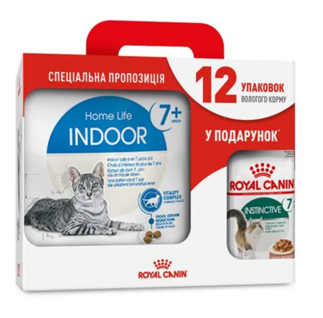 Сухой корм Royal Canin Indoor 27 для кошек постоянно живущих в помещении, 3.5 кг + 12 паучей в подарок