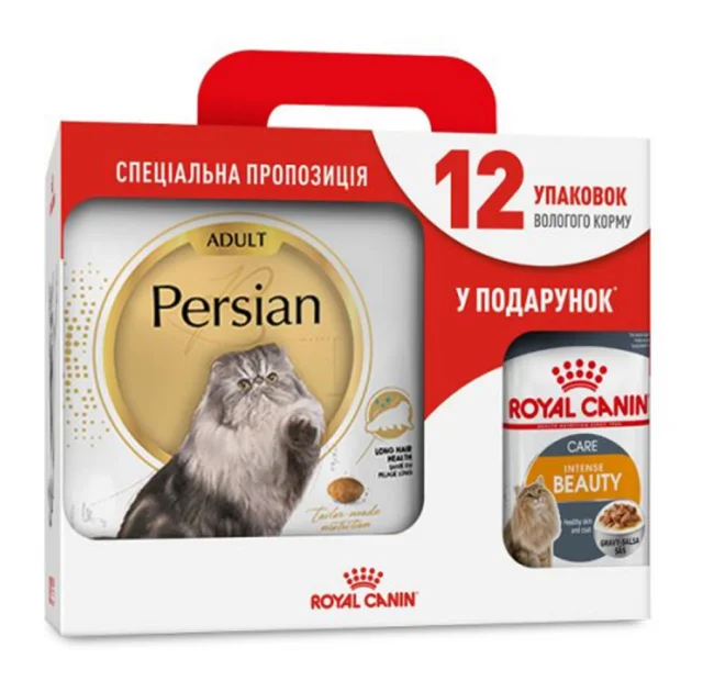 Сухой корм Royal Canin Persian Adult для персидских кошек от 12 месяцев, 4 кг + 12 паучей в подарок