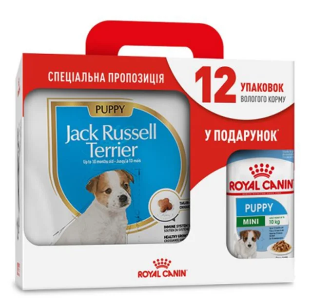 Сухой корм Royal Canin Jack Russell Terrier для щенков джек рассел терьера 3 кг + 12 паучей в подарок
