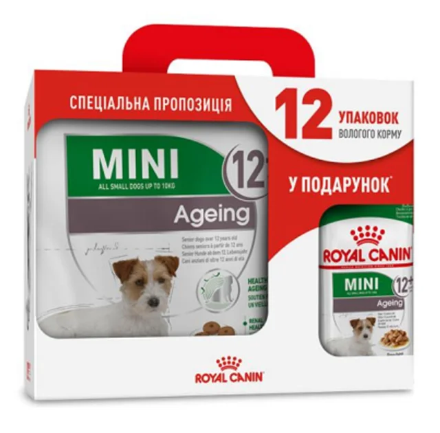 Сухой корм Royal Canin Mini Ageing 12+ для собак мелких пород старше 12 лет, 3.5 кг + 12 паучей в подарок