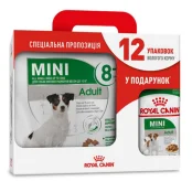 Сухой корм Royal Canin Mini Adult 8+ для собак мелких пород, 4 кг + 12 паучей в подарок