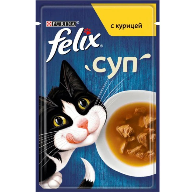 Влажный корм Purina Felix Soup для кошек, суп с курицей, 48 г