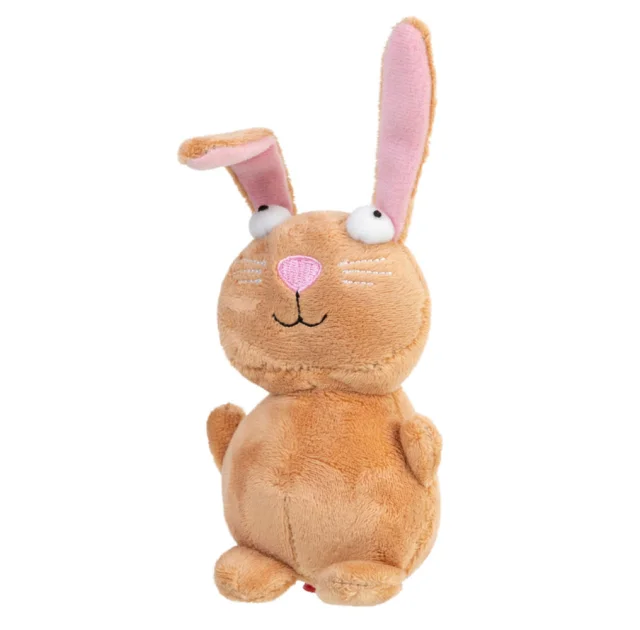 М'яка іграшка GiGwi Plush, для собак, плюшевий кролик, з пищалкою, 16 см
