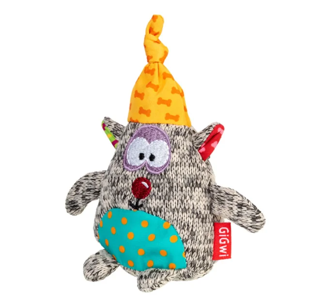 Мягкая игрушка GiGwi Plush, для собак, плюшевый медведь, с пищалкой, 10 см